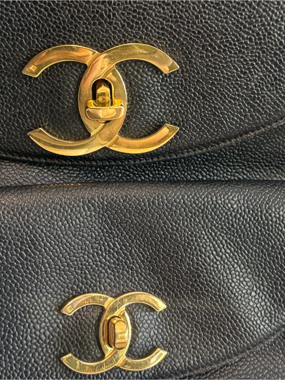 RARE Chanel 1990s Vintage Caviar Black Leather Double Pocket Duma Backpack Bag - Picture 3 of 11